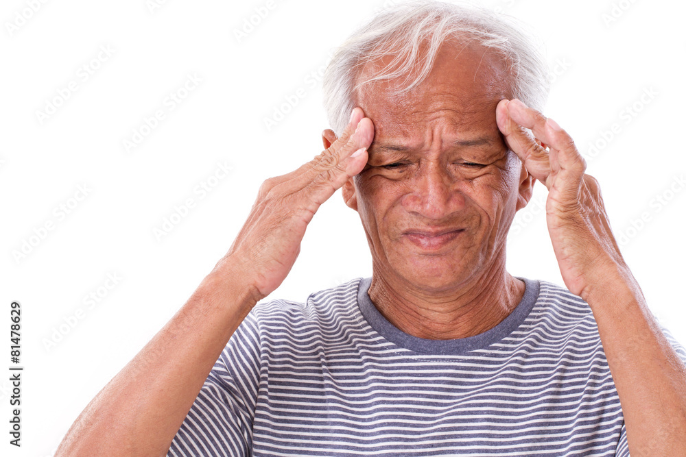 sick old man suffering from headache, migraine sick old man suffering from headache, migraine