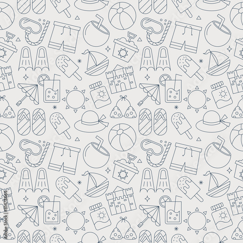 summer line icon pattern set