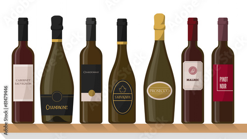 Wine bottles on a shelf
