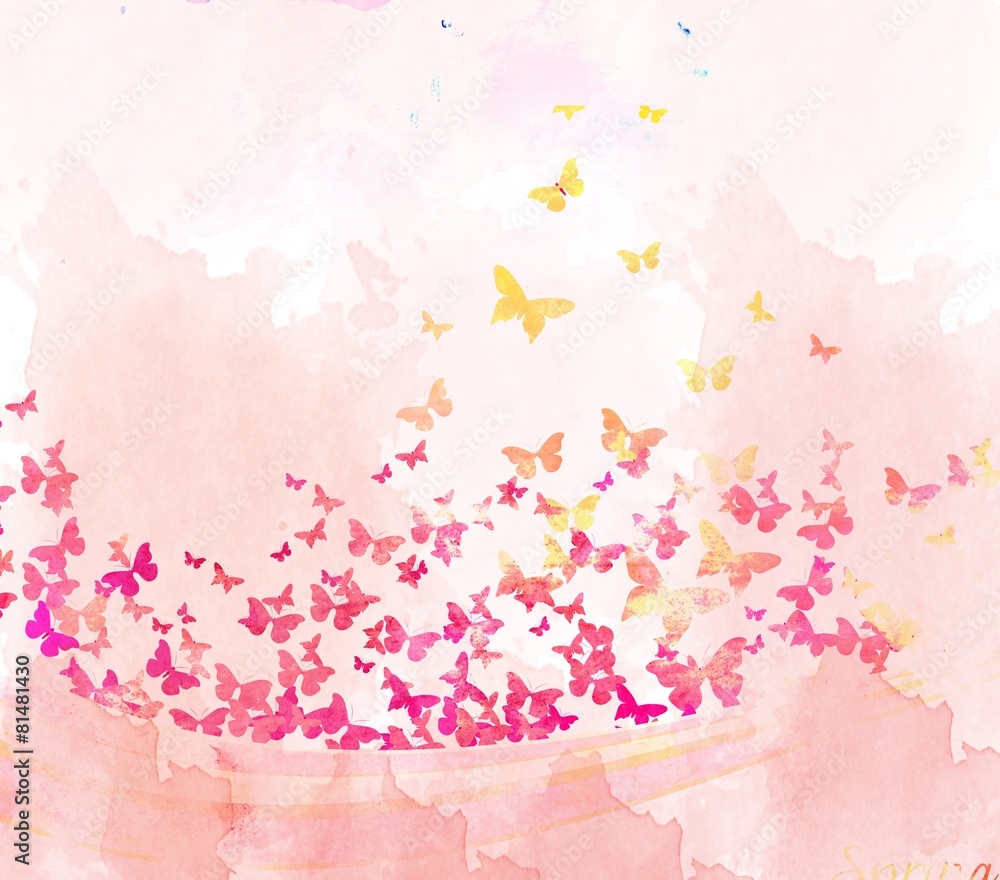 Naklejka premium watercolor butterflies background