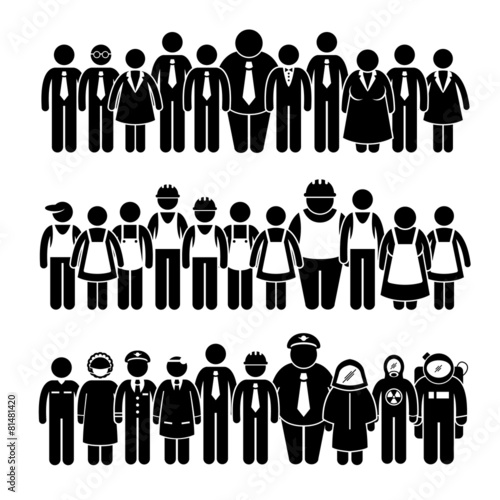 Group of People Worker from Different Profession Cliparts