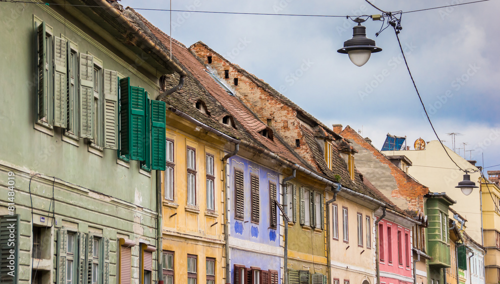 Colorful houses in the historical center of Sibiu