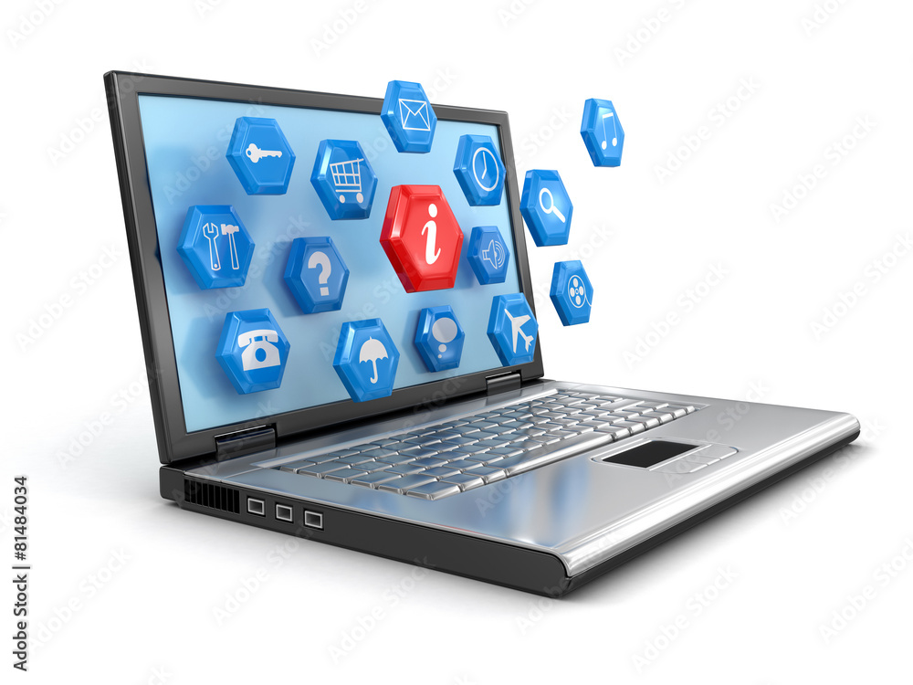 Laptop and pictograms (clipping path included) Laptop and pictograms (clipping path included)
