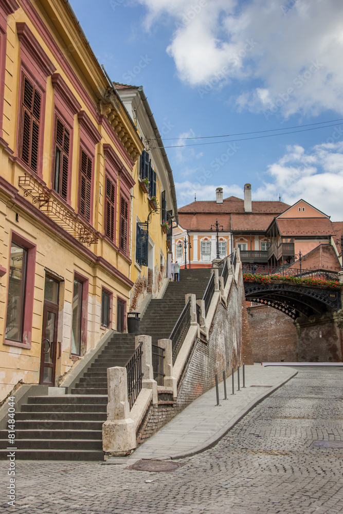 Stairs leading to the bridge of lies in Sibiu Stairs leading to the bridge of lies in Sibiu
