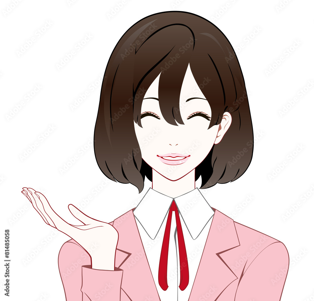 スーツの女性　紹介　笑顔