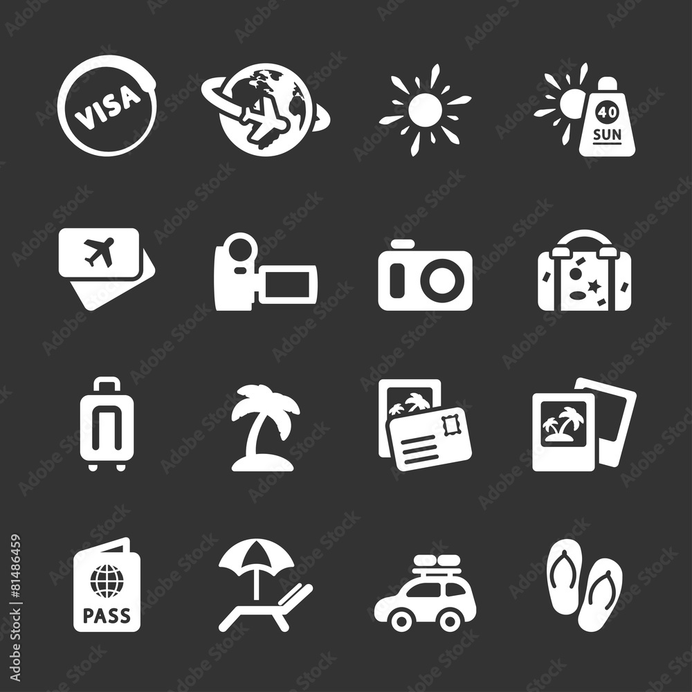 travel and vacation icon set 4, white version, vector eps10 travel and vacation icon set 4, white version, vector eps10