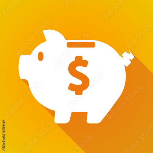 Long shadow piggy bank icon