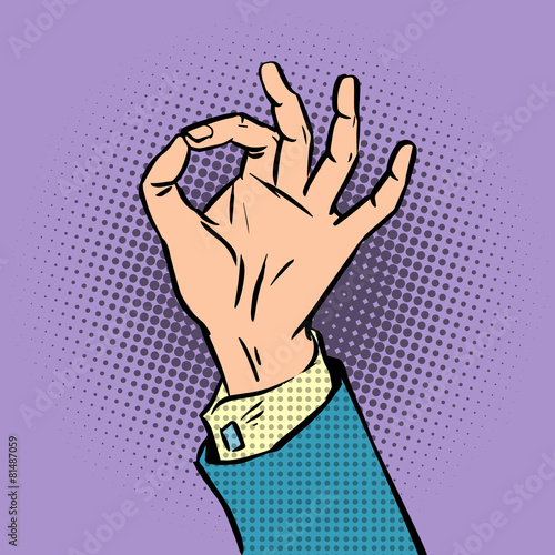 gesture sign okay pop art comics retro style Halftone