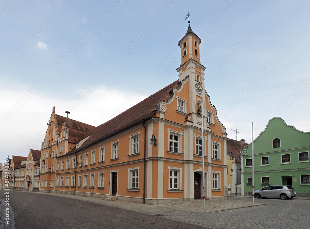 Naklejka premium Rathaus in Rain