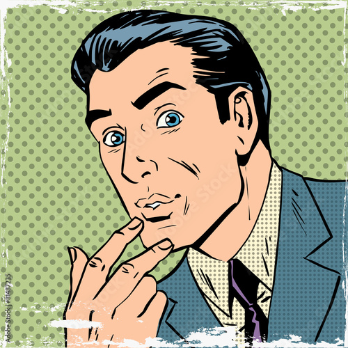 man thought about thinking pop art comics retro style Halftone