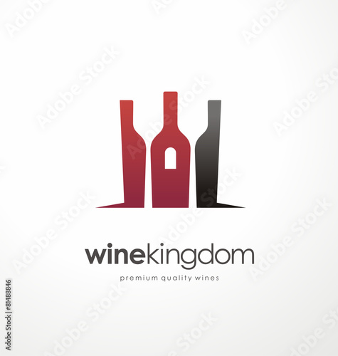 Wine bottle symbol with glasses in negative space