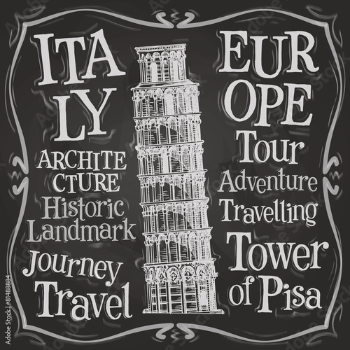 Italy vector logo design template. leaning tower of Pisa or