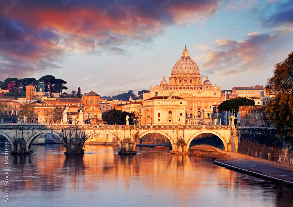 Vatican city with St. Peter's Basilica - obrazy, fototapety, plakaty 
