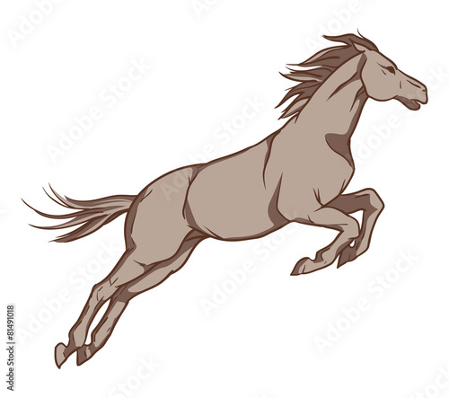 Jumping horse. Vector hand drawn illustration
