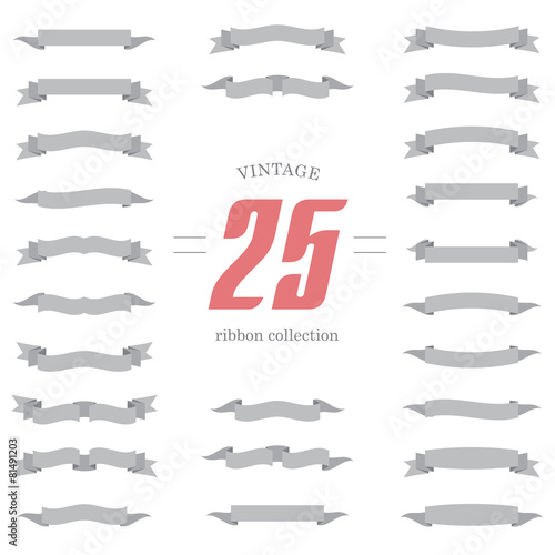 Vector Set of Ribbon Shapes. Collection of vintage design