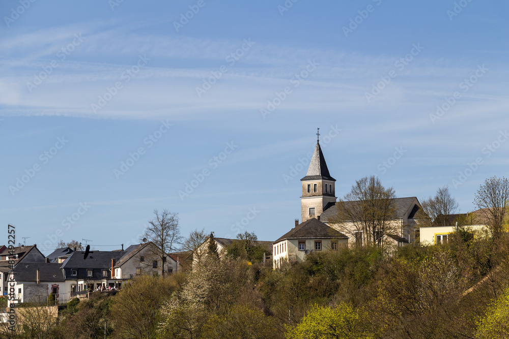 River Mousel in sunny spring, Luxembourg