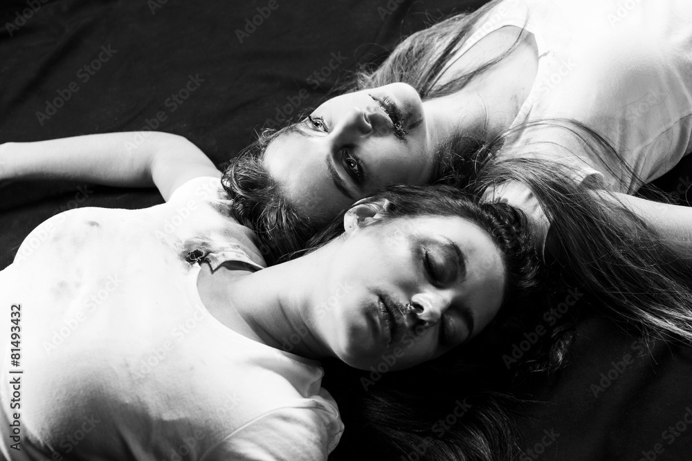 Fototapeta premium Two young women after domestic violence