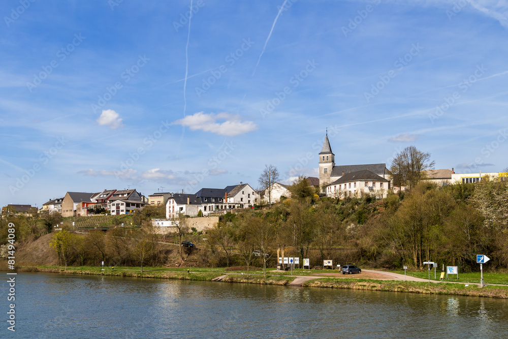 River Mousel in sunny spring, Luxembourg
