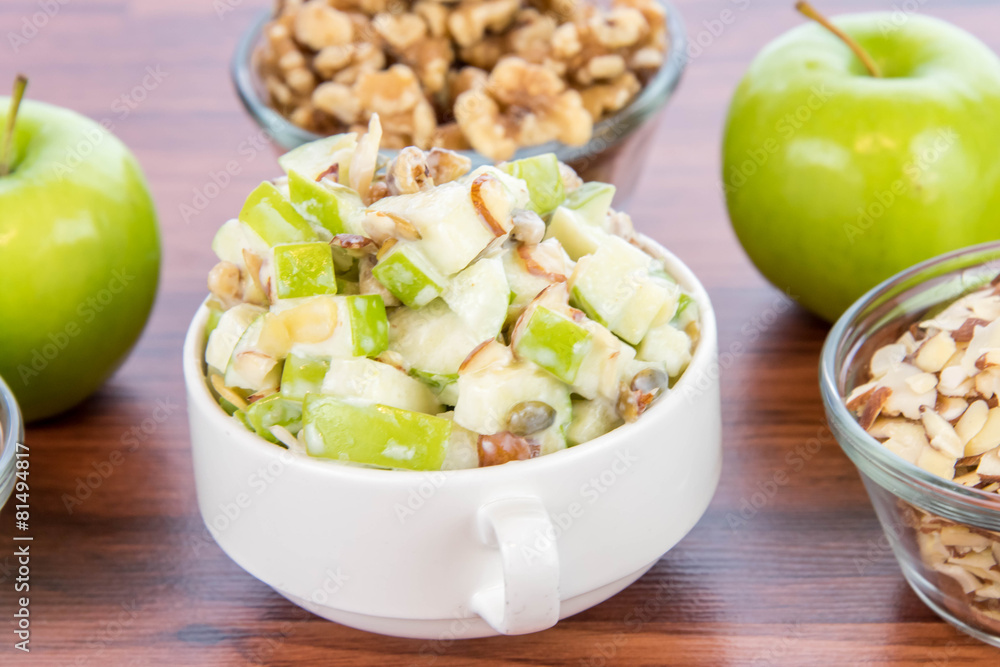 apple salad with almonds, walnuts and pumpkin seeds apple salad with almonds, walnuts and pumpkin seeds