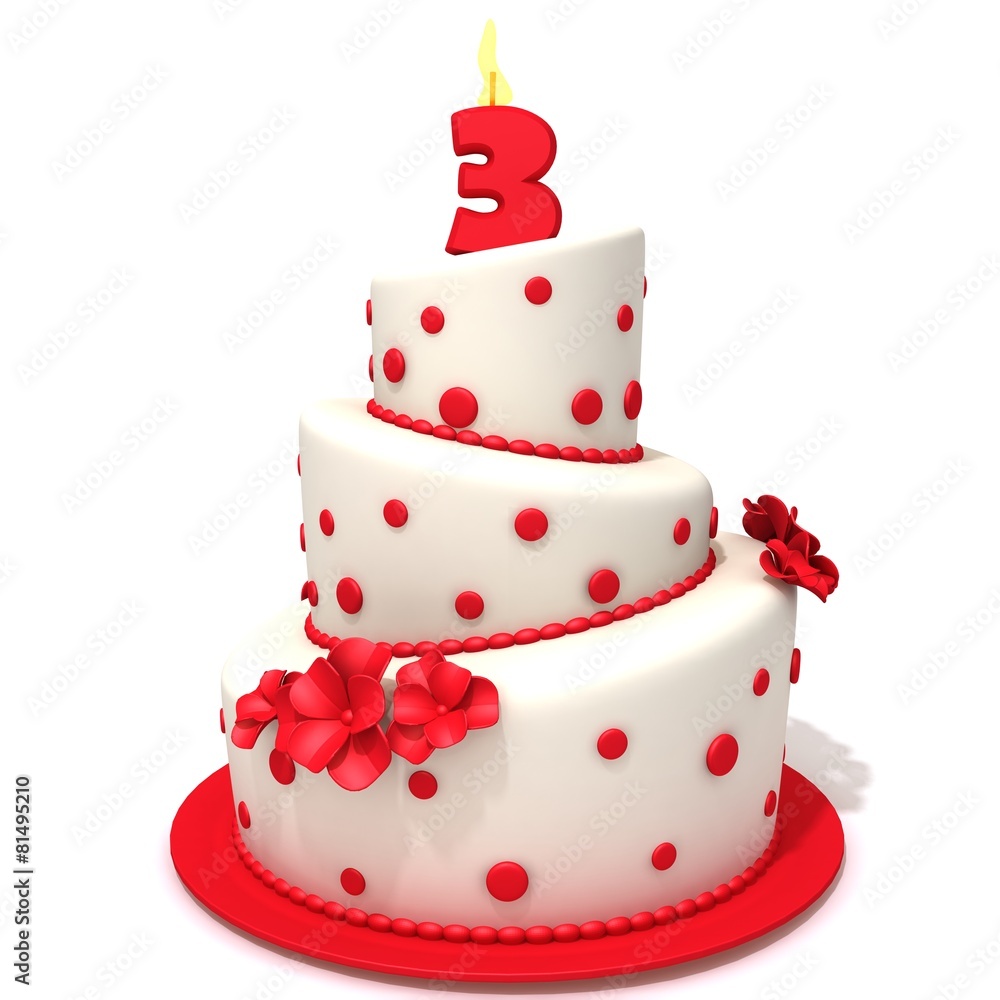 Birthday cake with number three Birthday cake with number three