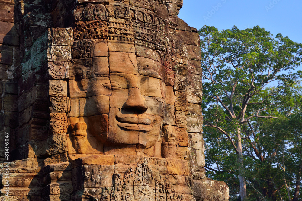 Fototapeta premium Twarze Bayon, starożytnej świątyni w Siem Reap w Kambodży.