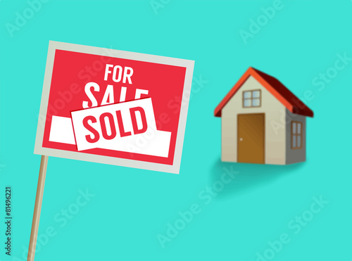 For sale sign and house vector