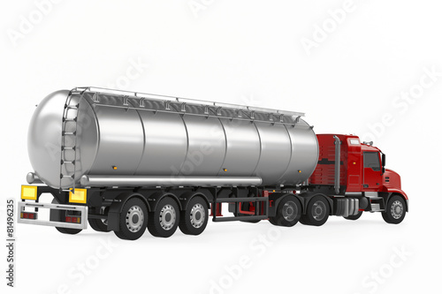 Fuel gas tanker truck back isolated