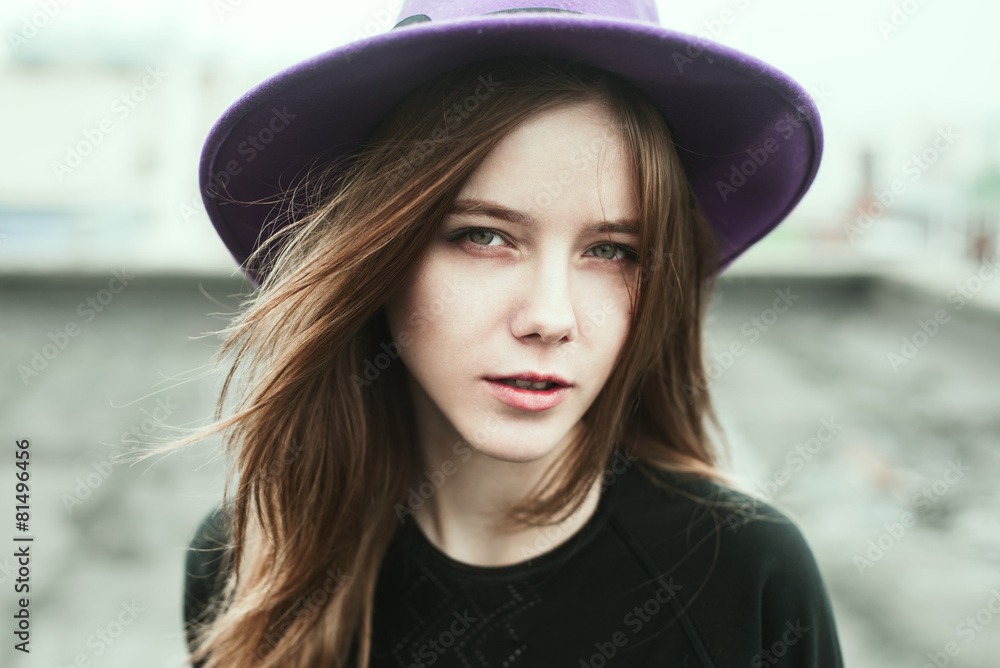 portrait of a beautiful young hipster girls on the roof portrait of a beautiful young hipster girls on the roof