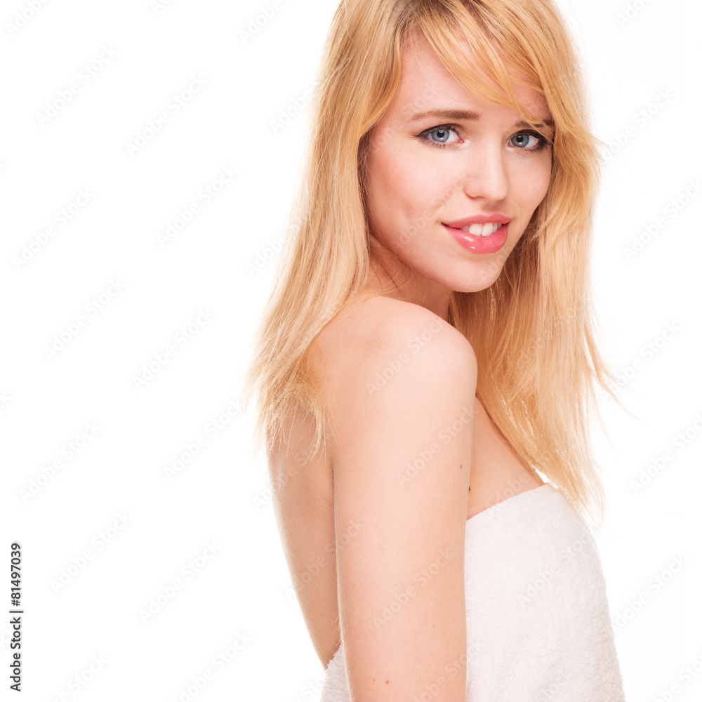 Portrait of Blond Woman Looking Over Shoulder Portrait of Blond Woman Looking Over Shoulder