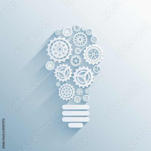 Light bulb made of cogs and wheels vector