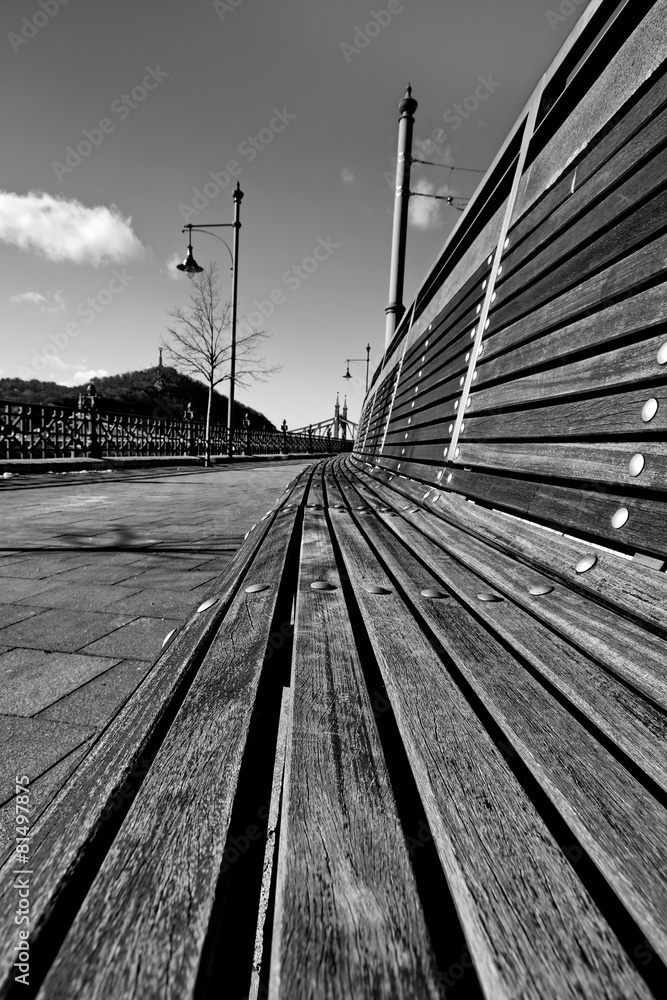 Empty bench in the city