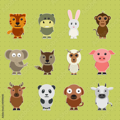 Fototapeta Naklejka Na Ścianę i Meble -  Set of animal cartoon characters.