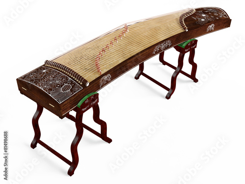 Wooden dulcimer traditional musical instrument. photo
