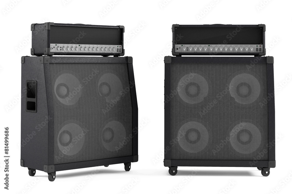 Obraz premium bass guitar amplifier isolated. Two points of view