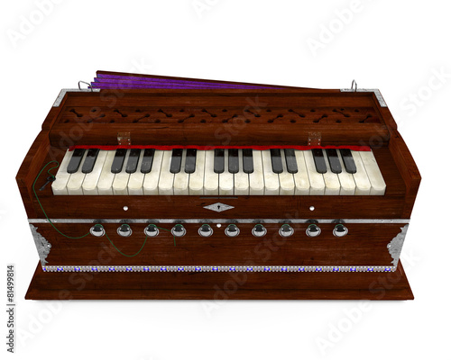 Foto Old Indian harmonium isolated