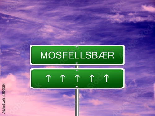 Mosfellsbaer City Iceland Sign photo