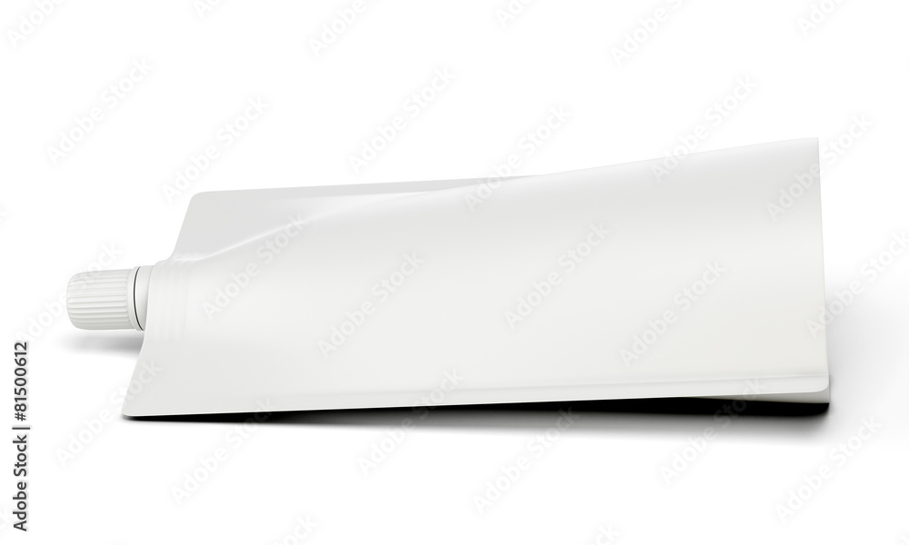 White plastic pouch template on white background White plastic pouch template on white background