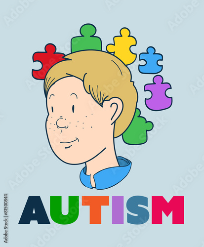 Autism vector with smiling boy