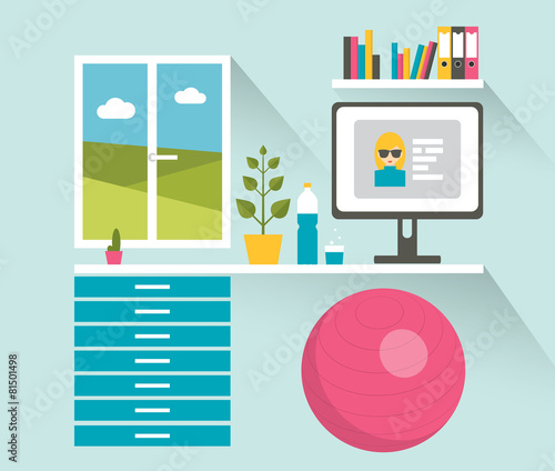 Office workplace. Healthy work space.