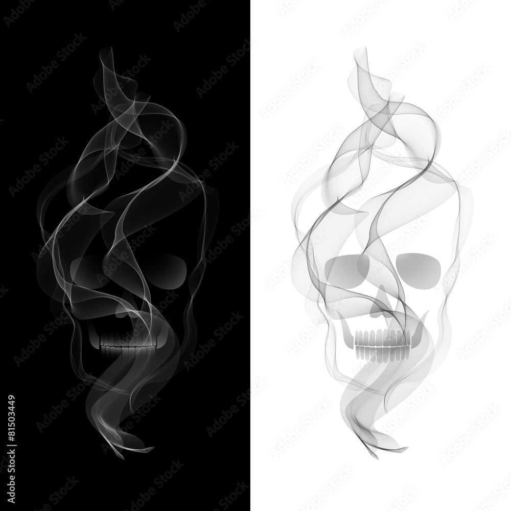 Vector Smoky Skull on black and white background Vector Smoky Skull on black and white background