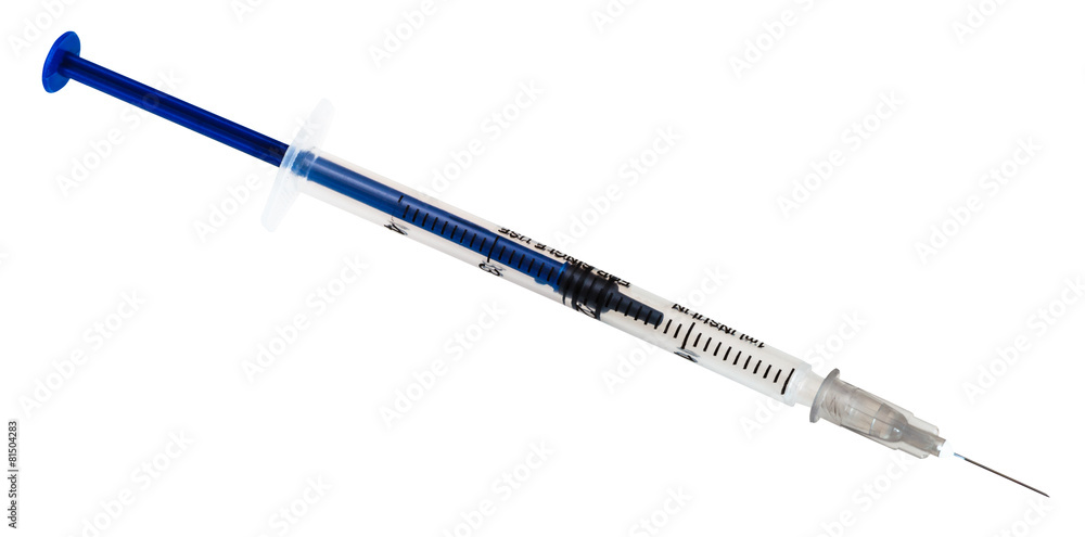 Fototapeta premium Medical plastic disposable insulin syringe