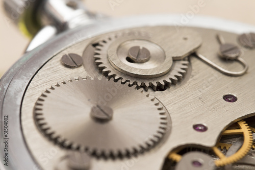 clock mechanism on the white background