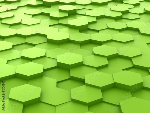 background of 3d green hexagon blocks