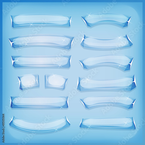 Cartoon Glass Ice and Crystal Banners