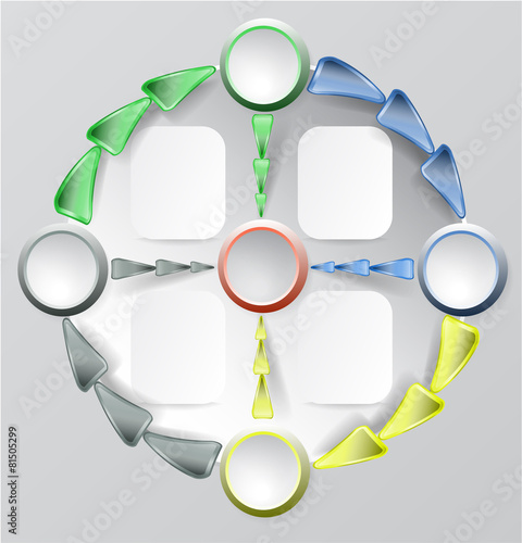 Infographics circular diagram template with buttons and arrows
