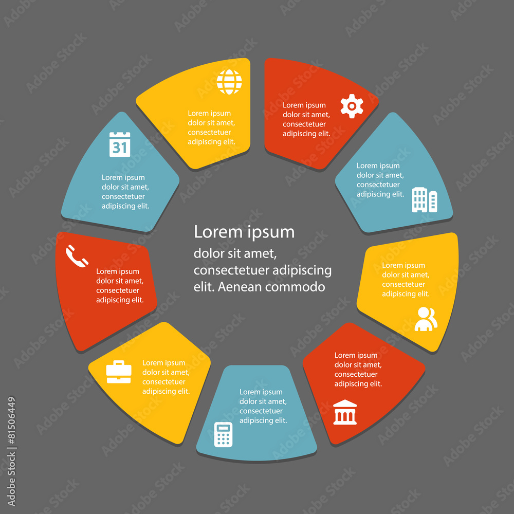 Circular infographic template for cycling diagram, graph, presen Circular infographic template for cycling diagram, graph, presen