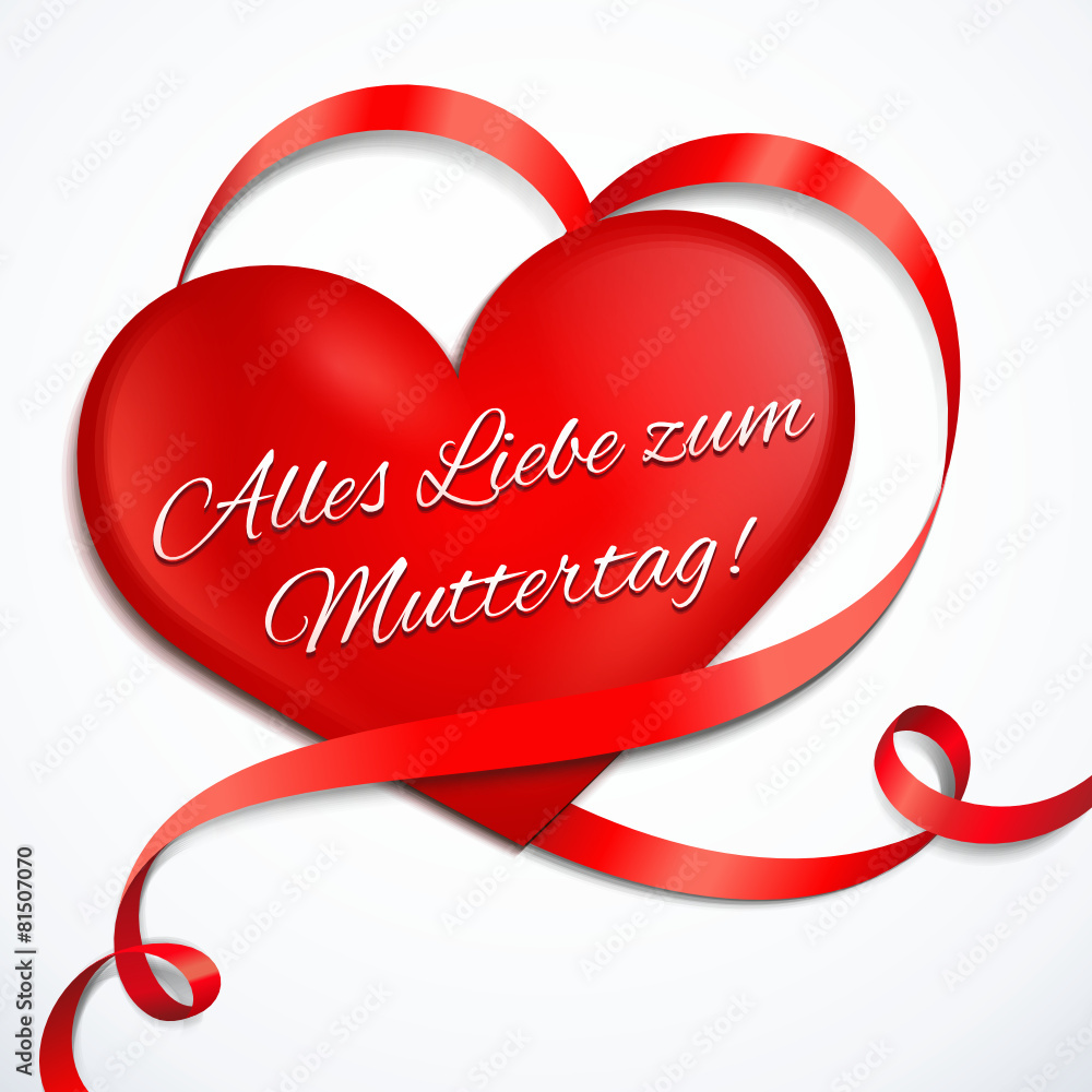 Vetor de Rotes Herz mit Schleife Alles Liebe zum Muttertag do Stock