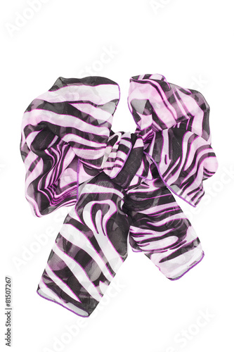 Silk scarf. Lilac silk scarf folded like bowknot