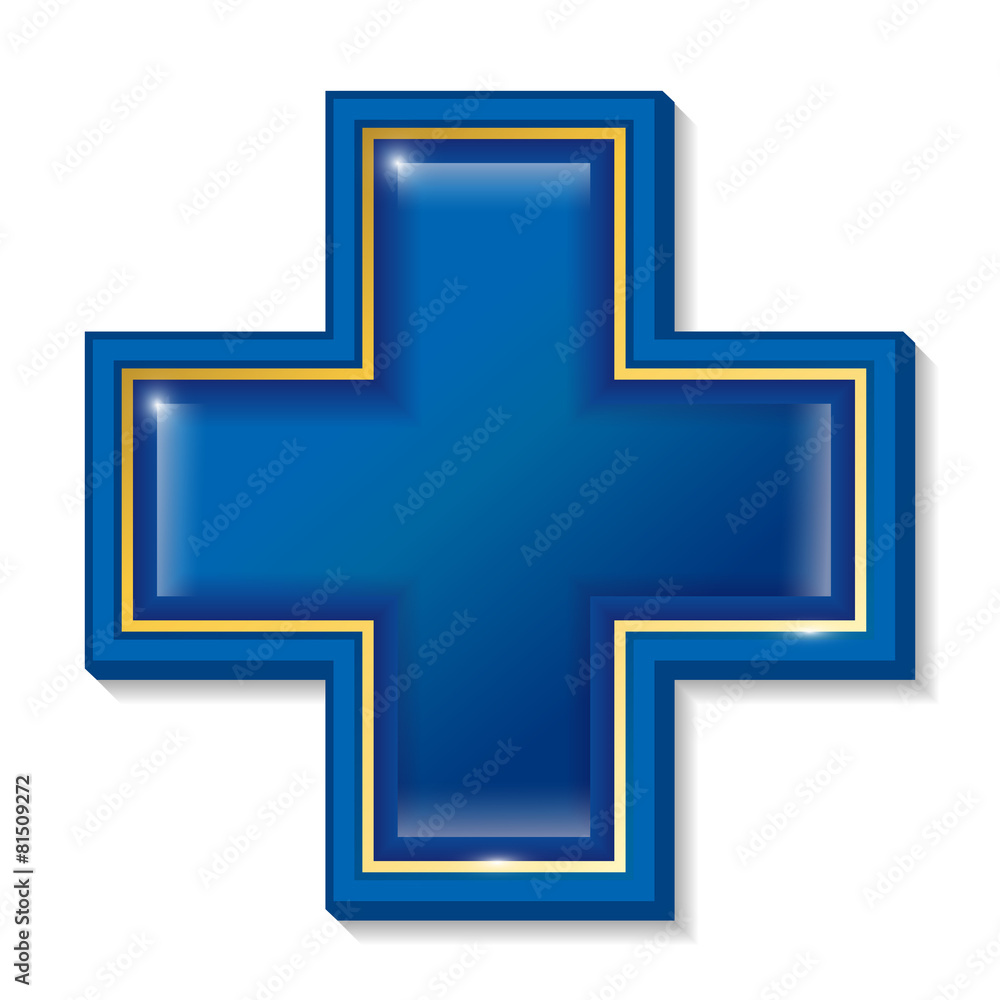 Health services sign, symbol, cross blue. Health services sign, symbol, cross blue.