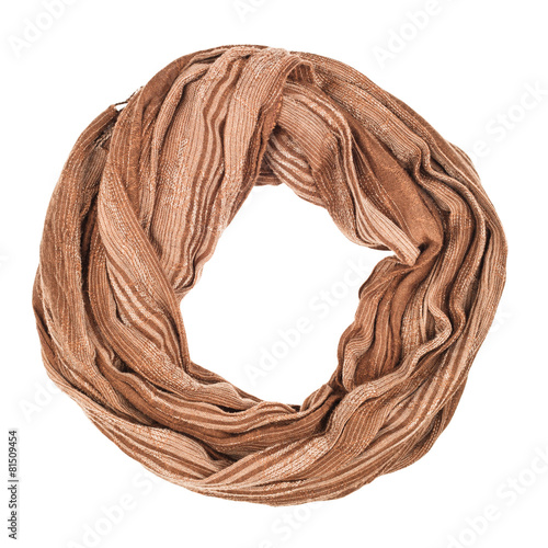 Silk scarf. Beige silk scarf isolated on white background